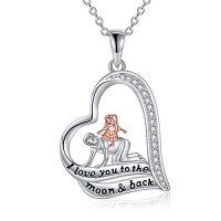 wholesale TOUPOP Daughter Christmas Gifts From Dad Daughter Necklace From Dad S925 Sterling Silver I Love You To The Moon And Back Heart Pendant Jewelry -style_name:Style-2-Father Daughter Necklace