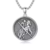 TOUPOP Sterling Silver Snake/St Christopher Protection Amulet Pendant Jewelry Gift-style_name:8-Saint Michael