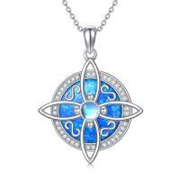 wholesale Hallowmas Jewlery Gifts Sterling Silver Witches Knot/bat Necklace For Women -style_name:Opal