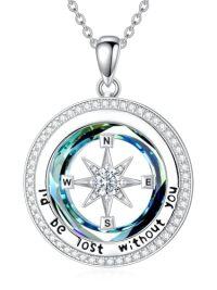 wholesale TOUPOP Christmas Gifts For Wife Compass Necklace Sterling Silver Compass Urn Necklace Cremation Jewelry For Women Wife Girlfriend Mother Sister -style_name:H-blue