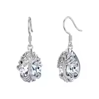 TOUPOP Sterling Silver Crystal Tree Of Life Family Dangle Earrings-style_name:Teardrop-4-April-Synthetic Diamond