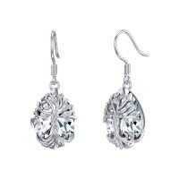wholesale TOUPOP Tree Of Life Earrings 925 Sterling Silver Family Tree Dangle Drop Earrings Crystal Jewelry Birthday Christmas Gifts For Women Her -style_name:Teardrop-4-April-Synthetic Diamond
