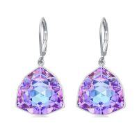 wholesale TOUPOP Leverback Earrings For Women Sterling Silver Simple Geometric Birthstone Dangle Drop Earrings Jewelry Christmas Valentine Mothers Day Birthday Gifts For Women Her Wife -color_name:02-Feb-Amethyst