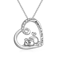 TOUPOP 925 Sterling Silver Cute Animal Necklace Frog Panda Elephant Koala Pig Fox Bunny Wolf-style_name:Pig