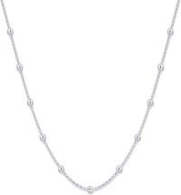 wholesale 14K Gold Beaded Station Chain Necklace with Small Balls for Women 16-18 Inches Long-White Gold gold