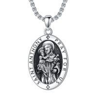 wholesale TOUPOP Christmas Gifts For Men 925 Sterling Silver Saint Amulet Necklace For Men Women Protection Medal Pendant Religious Necklace Catholic Jewelry Birthday Gifts For Father Son Husband Grandfather Police -style_name:H02-St Anthony