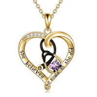 wholesale TOUPOP Christmas Gifts For Nurses Birthstone Stethoscope Necklace Sterling Silver Nurse Gifts For Women Birthday Graduation Gift For Nurse Doctor Medical Student -style_name:02 Feb-Amethyst-Yellow Gold Plated