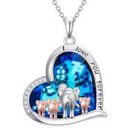 wholesale Elephant Necklace For Women 925 Sterling Silver Heart Crystal Necklace Pendant Elephant Jewelry Christmas Gifts For Women -style_name:4-Elephant