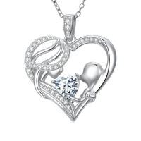 wholesale TOUPOP Christmas Gifts For Mom Birthstone Necklace Mother And Daughter/son Love Heart Necklace I Love You Mom Gifts Jewelry Birthday Gift For Women Grandmother Wife -color_name:04-April-Simulated Diamond