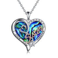 wholesale Gifts For Sister 925 Sterling Silver Birthstone Pendant I Love You Forever Sister Birthday Gifts, Personalized Sisters Jewelry For Women -color_name:04 Apr - Simulated Diamond-Abalone