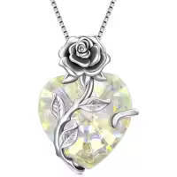 TOUPOP Sterling Silver Birthstone Rose Flower Heart Pendant Necklace-color_name:4-April-White Zirconia
