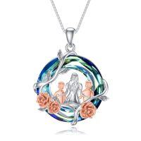 wholesale TOUPOP Birthday Gifts For Mom 925 Sterling Silver Rose Flower Necklace Mother And Daughters Sons Jewelry Mothers Day Christmas Gifts For Women -style_name:C-Mother Son 2