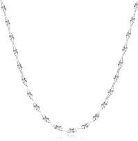 wholesale 925 Sterling Silver Flower Patterned Thin Chain Necklace 18-24 for Women-16 inch 1-silver-diamond cut