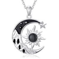 wholesale TOUPOP Gothic Sun And Moon Necklace For Women Sterling Silver Moonstone/labradorite/turquoise/black Onyx Gift For Graduations Sister Girlfriends Friends -style_name:Black Onyx