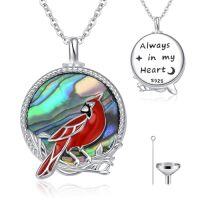 wholesale TOUPOP Cardinal Necklace For Women 925 Sterling Silver Red Cardinal Pendant Necklace Sympathy Memorial Jewelry Christmas Gifts For Women Mom Her -style_name:9-Round Urn Cardinal