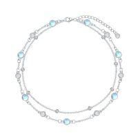wholesale Anklets For Women 925 Sterling Silver Natural Stone Layered Anklet Beach Summer Fine Jewelry Birthday Christmas Gifts For Women Her Mom -color_name:Moonstone 9"-11"