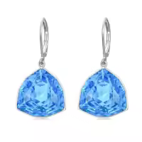 TOUPOP Sterling Silver Birthstone Geometric Drop Earrings For Women-color_name:03-Mar-Aquamarine