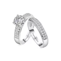 TOUPOP 14K Gold Moissanite Personalized Wedding Ring Sets For Women-style_name:Wedding Ring Set N