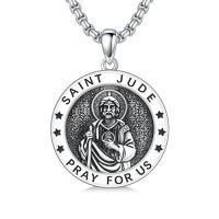 wholesale Saint Patron Necklace For Men Women 925 Sterling Silver Saint Pendant With Stainless Steel Chain St Medal Protection Necklace Catholic Religious Amulet Gifts For Him -style_name:L-St Jude Necklace A
