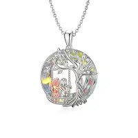 TOUPOP Sterling Silver Crystal Tree Of Life Sisters Necklace-color_name:2 Sisters-A-AB Crystal