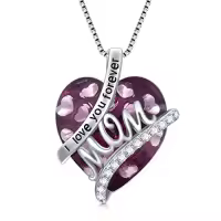 TOUPOP Sterling Silver 12 Birthstone I Love You Forever Heart Pendant Necklace-color_name:06-Jun