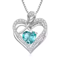 TOUPOP 925 Sterling Silver 12 Birthstone Double Heart Rose Necklace-color_name:12-Dec-Blue Topaz