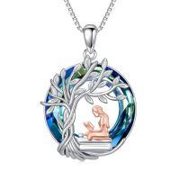 wholesale TOUPOP Sport/music Necklace 925 Sterling Silver Tree Of Life Pendant Crystal Jewelry Birthday Christmas Gifts For Women Sport Players -style_name:Book Lover