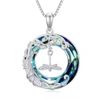 TOUPOP Sterling Silver Crystal Animal Necklace Pendant Jewelry Gifts For Her-style_name:3-Dragonfly