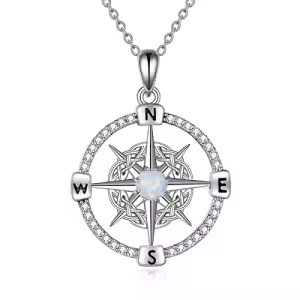 3-Compass Necklace(White Opal)