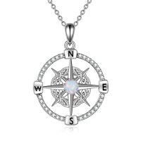 wholesale TOUPOP Christmas Gifts For Women 925 Sterling Silver Celtic Knot Necklace Irish Jewelry Birthday Anniversary Valentine's Day Gifts For Women Wife Girlfriend Her Daughter -style_name:3-Compass Necklace(White Opal)