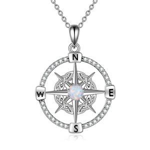 3-Compass Necklace(White Opal)