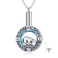 wholesale TOUPOP Urn Necklace For Ashes Sterling Silver Eagle Dragon Phoenix Bear Cremation Jewelry With Blue Circle Crystal Keepsakes Memorial Mothers Day Jewelry Gifts For Women Men -style_name:Celtic-Bear