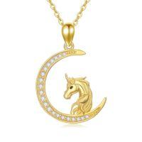 TOUPOP 14K Gold & Stone Animal Necklaces for Women-style_name:Unicorn Necklace