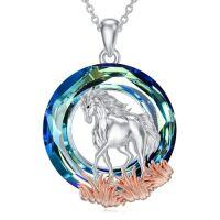 wholesale TOUPOP Horse Necklace 925 Sterling Silver For Women Horse Pendant Necklace With Crystal Birthday Gift For Women Wife -style_name:Horse
