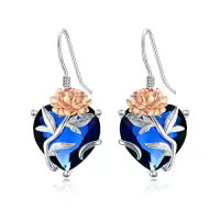 TOUPOP Sterling Silver Crystal Birth Flower Earrings 12 Month Floral Jewelry Gifts-color_name:09-September-Peony-Heart Crystal