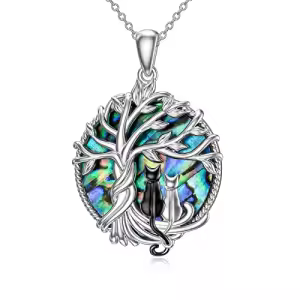 2 Cats(Black And Silver)-Abalone Shell-02-A