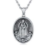 wholesale Saint Patron Necklace For Men Women Stainless Steel St Medal Protection Necklace Catholic Religious Amulet Gifts For Mothers Fathers Day -style_name:Virgin Mary 1