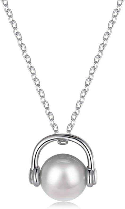  Sterling Silver Music Necklace w Earphone Guitar Pick Note Pendant Anniversary Birthday Gifts -Earphone 2