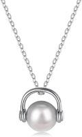 wholesale 925 Sterling Silver Headphones Pearl Pendant Necklaces for Women Girls  Anniversary Birthday Present-0-0