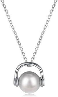 wholesale 925 Sterling Silver Headphones Pearl Pendant Necklaces for Women Girls  Anniversary Birthday Present-Earphone 2