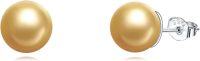 wholesale Sterling Silver 8mm Pearl Stud Earrings Jewelry Gifts for Women-Gold Pearl