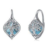 wholesale TOUPOP Tree Of Life Birthstone Earrings Sterling Silver Birthstone Leverback Earrings Tree Of Life Jewelry Gifts For Women Teens Birthday -style_name:C-Mar.