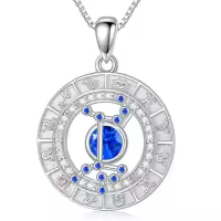 TOUPOP Sterling Silver Birthstone Zodiac Constellation Necklace-style_name:9-Virgo(8.23-9.22)-Sapphire