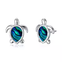 TOUPOP Sterling Silver Crystal Dolphin Butterfly Sea Turtle Frog Axolotl Stud Earrings-style_name:Turtle Earrings-A