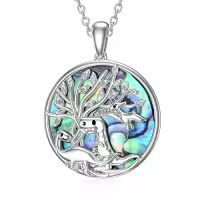 TOUPOP Sterling Silver Crystal Abalone Shell Animal Pendant Necklace-style_name:2-Abalone Shell-Dinosaur