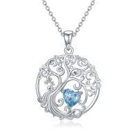 wholesale TOUPOP Tree Of Life Necklace 925 Sterling Silver Birthstone Pendant Jewelry Gifts For Women Her Wife Birthday -style_name:03-Mar-Aquamarine
