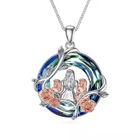 TOUPOP Sterling Silver Rose Flower Necklace Mothers Day Christmas Gifts-style_name:C-Mother Daughter 2