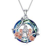 wholesale TOUPOP Birthday Gifts For Mom 925 Sterling Silver Rose Flower Necklace Mother And Daughters Sons Jewelry Mothers Day Christmas Gifts For Women -style_name:C-Mother Daughter 2