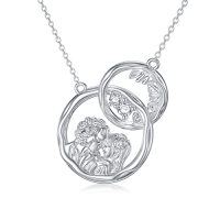 wholesale TOUPOP Love/stethoscope/heart Mom Pendant Necklace For Women Girls 925 Sterling Silver I Love You Meaningful Crystal Jewelry Christmas Gifts For Mom Sister Doctor Nurse -color_name:Grandma and Granddaughter