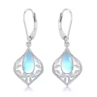 TOUPOP Sterling Silver Gemstone Filigree Teardrop Leverback Earrings-color_name:C-Moonstone